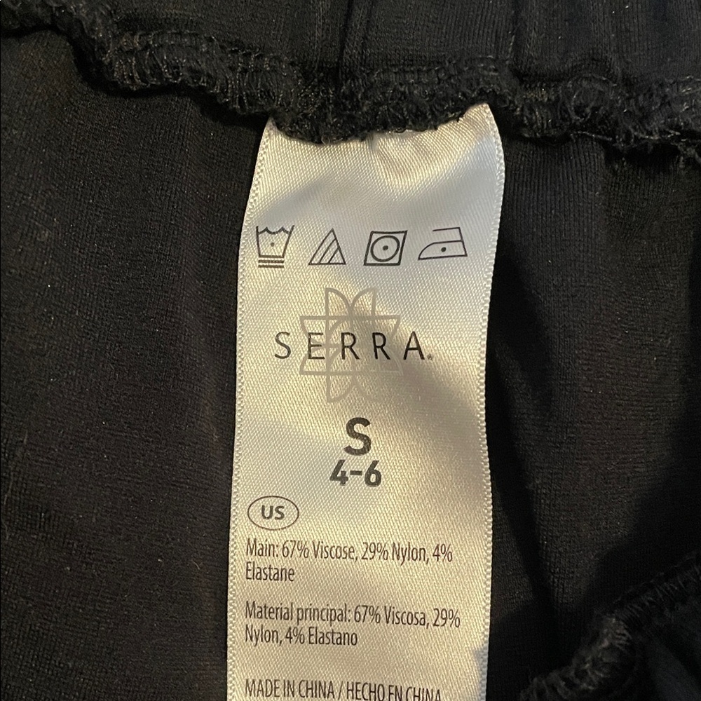Serra Black Drawstring Wide Leg Cropped Pants Size Small 4-6 - Picture 4 of 8